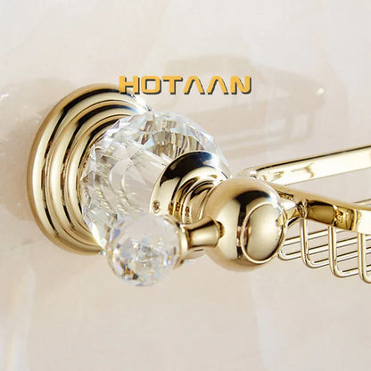 DecorBites™ Gold Crystal Brass Ceramics Bathroom Soap Holder Home Decor Enhance Bathroom Storage