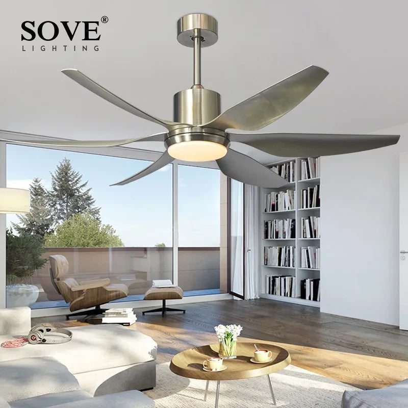 DecorBites™ 66" Modern LED Brown Ceiling Fan with Remote Control for Living Room