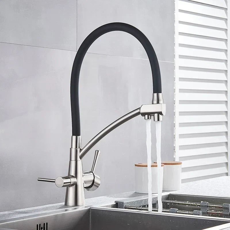 DecorBites™ Dual Spout Kitchen Faucet with Water Purification and Flexible Rotation