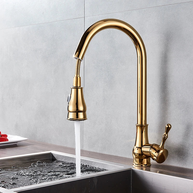 Decorbites™ Gold Messing Küchenarmatur Drehbarer Mischbatterie Einhebel Heiß- & Kaltwasser