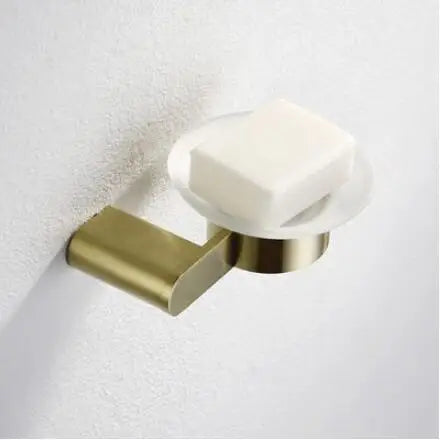 DecorBites™ Brushed Gold Bathroom Hardware Set: Towel Rack, Paper Holder, Toilet Brush Holder, Hooks