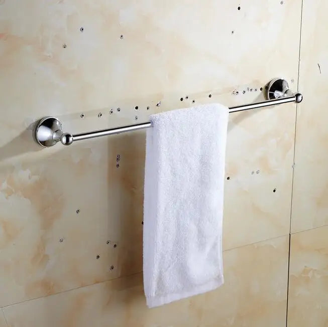 DecorBites™ Brass & Crystal Bathroom Set: Towel Rack, Bar, Paper Holder, Soap Dish