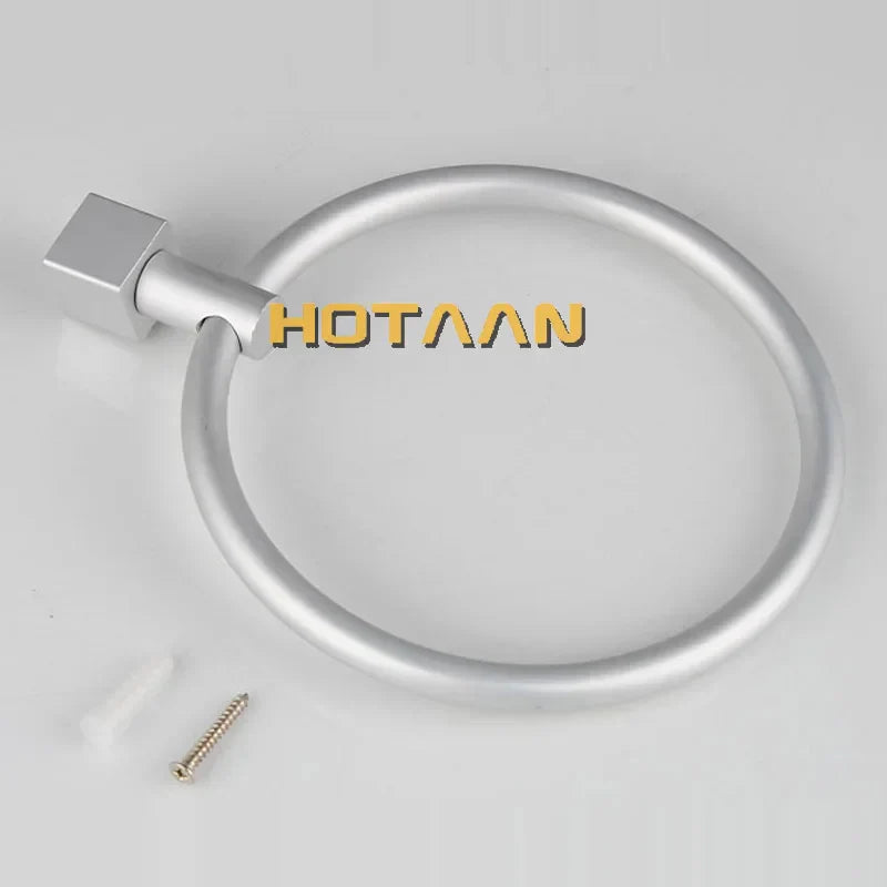 حلقات حامل المناشف الدائرية المصنوعة من الألومنيوم من DecorBites™‎، ملحقات الحمام المثبتة على الحائط