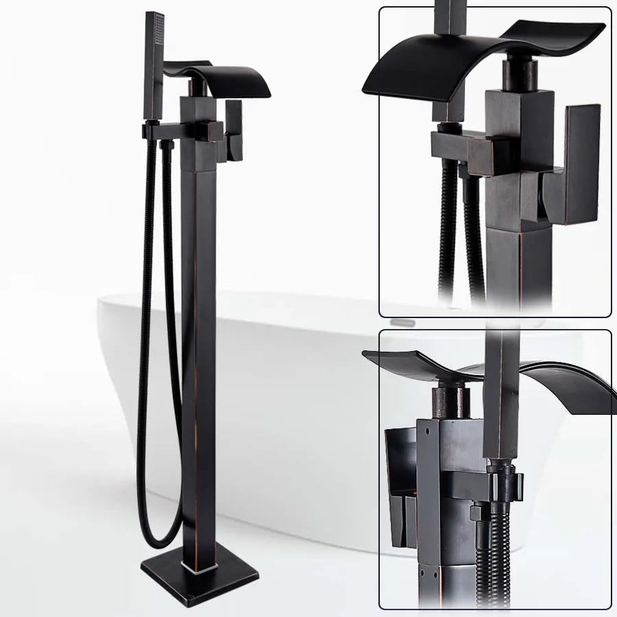 Grifo mezclador para bañera DecorBites™ en bronce negro | Accesorio de bañera tipo cascada con monomando