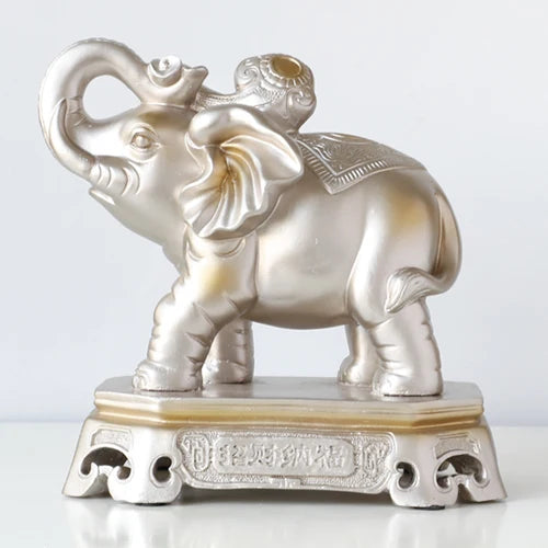 DecorBites™ Elephant Couple Resin Statue for Living Room Office Tabletop Ornament