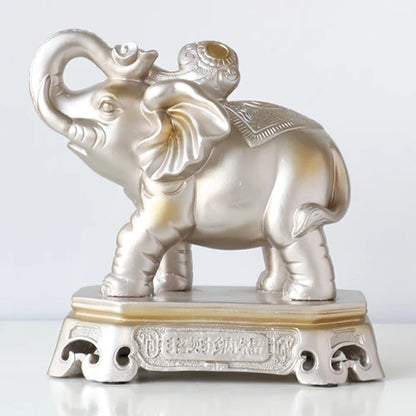 DecorBites™ Elephant Couple Resin Statue for Living Room Office Tabletop Ornament