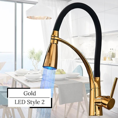 DecorBites™ LED Swivel Pull Down Kitchen Faucet with Hot and Cold Water Mixer
