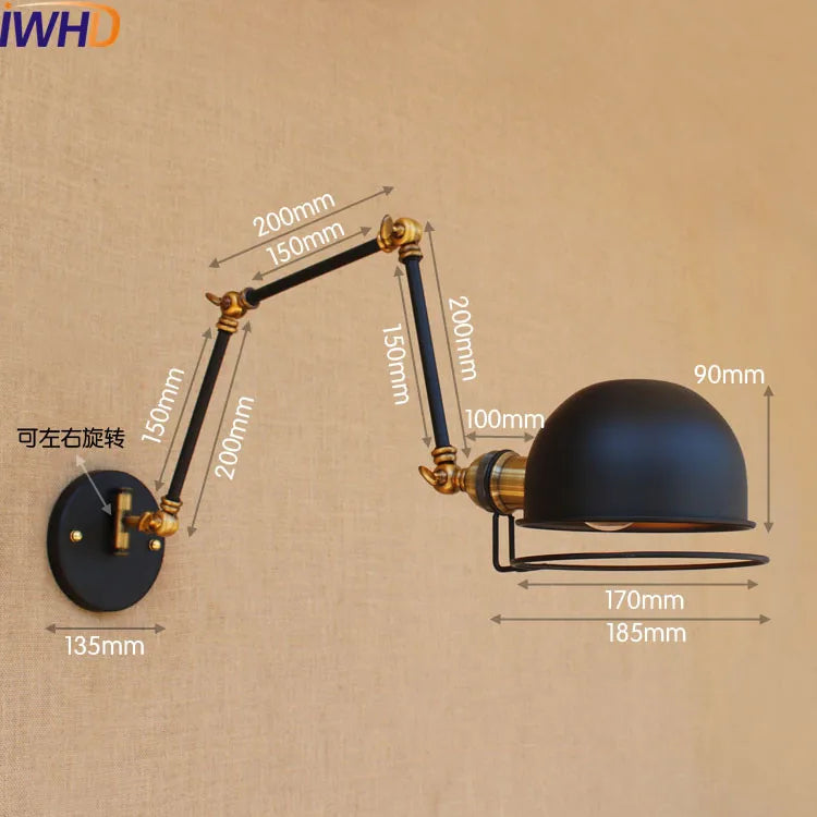 Aplique de pared LED DecorBites™ Gold Swing Arm Retro Loft Industrial