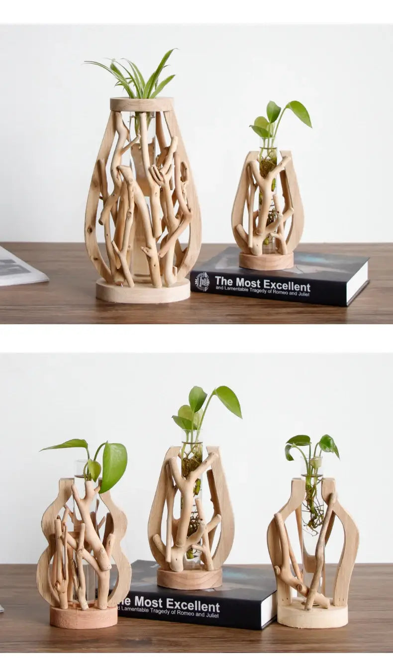 Handcrafted Wooden Vase for Creative Home Decor