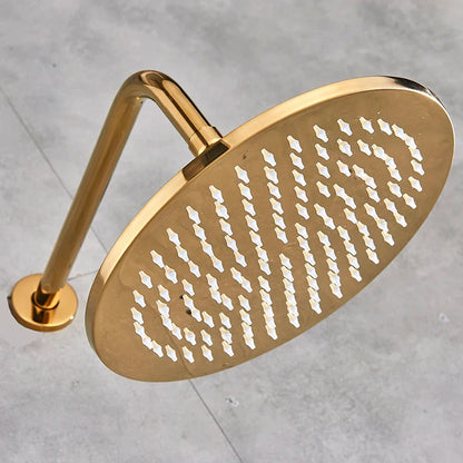 DecorBites™ 16" LED Round Gold Shower Head with Arm - Enhanced Brass Bathroom Accessory