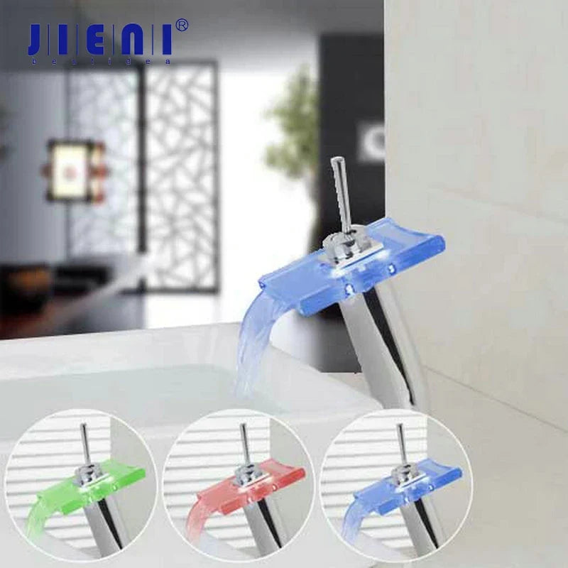 DecorBites™ LED Waterfall Glass Basin Mixer Faucet