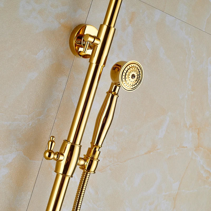 DecorBites™ Golden Shower Mixer Taps with 8" Rainfall Shower Head and Handshower