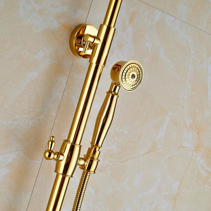 DecorBites™ Golden Shower Mixer Taps with 8" Rainfall Shower Head and Handshower
