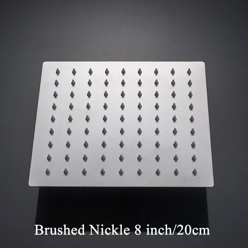 DecorBites™ 12-Inch Stainless Steel Square Rainfall Shower Head - Chrome Luxury Bathroom Fixture