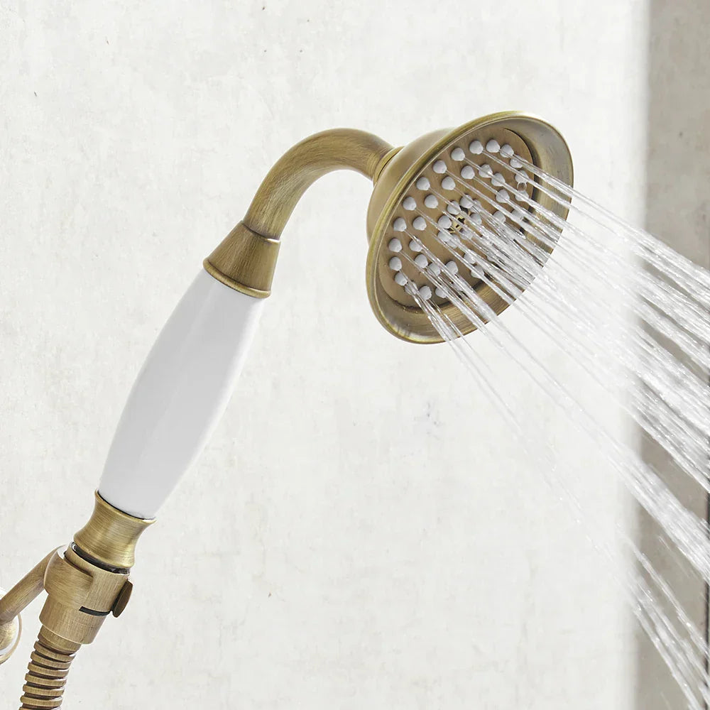 دش يدوي من DecorBites™ مصنوع من النحاس العتيق مع سيراميك فاخر - صنبور مطر دائري