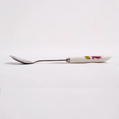 طقم ملاعق قهوة DecorBites™ مكون من 6 قطع، مصنوع من الخزف العظمي الأوروبي وأدوات مائدة من الفولاذ المقاوم للصدأ