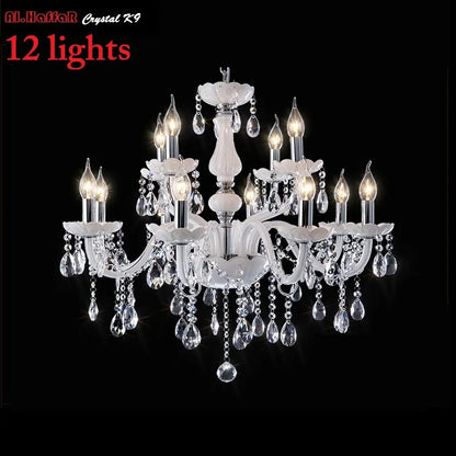 DecorBites™ Crystal Chandelier with 18 White Arms LED Candle Lights suitable for Living Bedroom