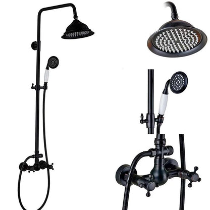 DecorBites™ Black Bronze Rainfall Shower Faucet Set with 8" Head for Wall Mount