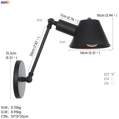 Decorbites™ Industrielle LED-Wandleuchte für Schlafzimmer und Badezimmer Vintage-Wandlampe