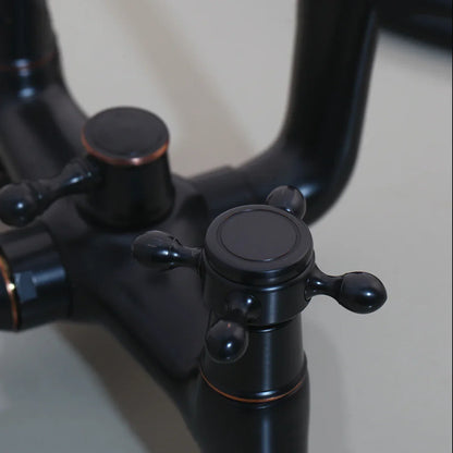 DecorBites™ Black Bathtub Faucet with Hand Shower Dual Handles Oil Rubbed Bronze