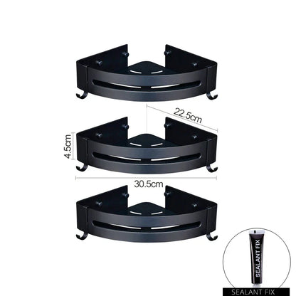 رف مستحضرات تجميل DecorBites™ من الألومنيوم باللون الأسود لتخزين الحمام والمطبخ