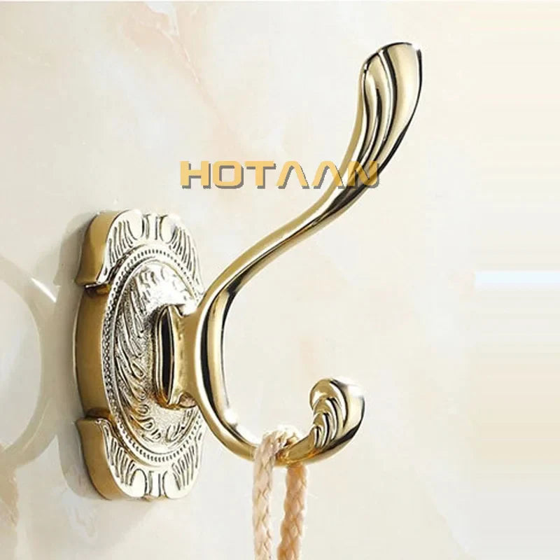 DecorBites™ Gold Chrome Wall Hooks, Clothes Hanger, Towel Coat Robe Hook Set