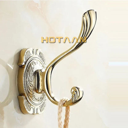 DecorBites™ Gold Chrome Wall Hooks, Clothes Hanger, Towel Coat Robe Hook Set