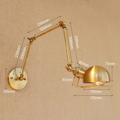 DecorBites™ Golden Loft Swing Arm LED Wall Sconce Retro Style Lamp - Adjustable Long Arm Light Fixtures