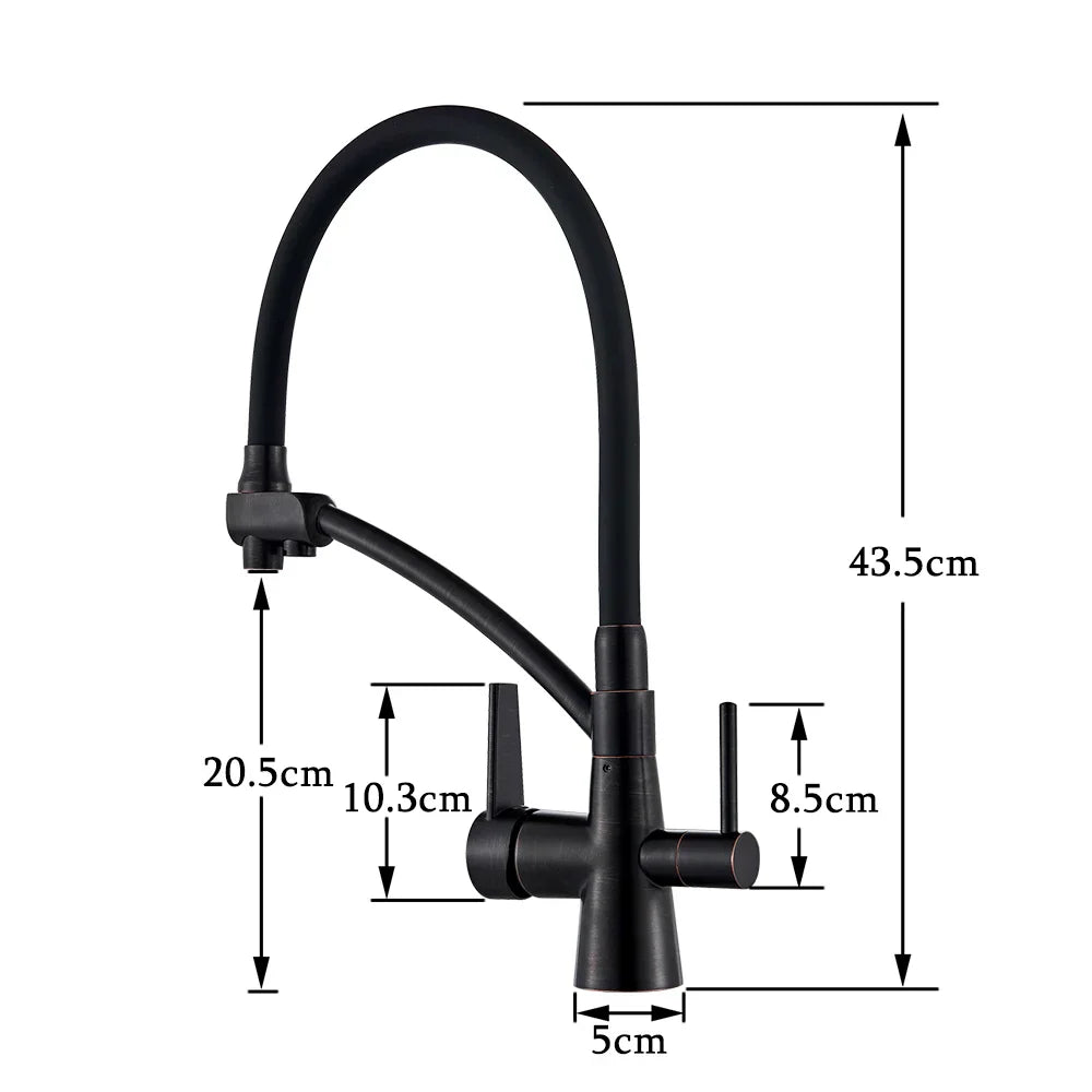 DecorBites™ Dual Spout Dual Handles Kitchen Faucet with Hot and Cold Mixer for Pure Water