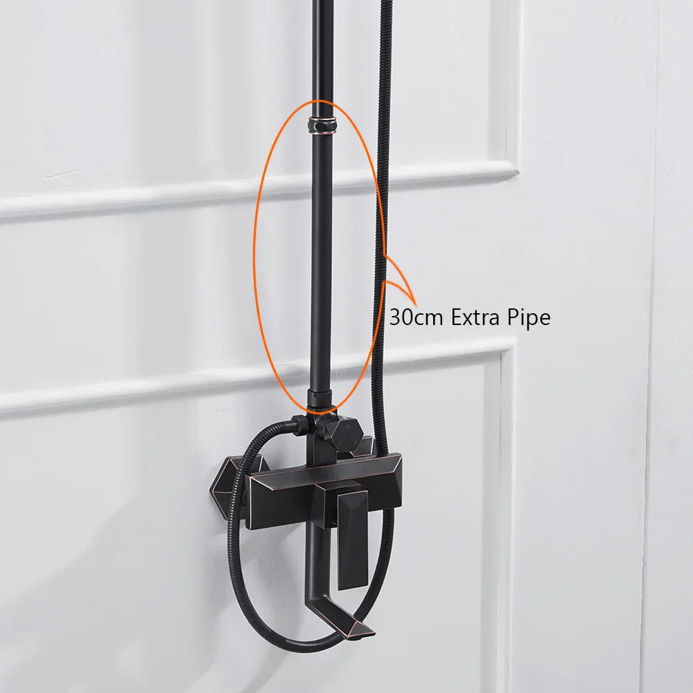 DecorBites™ 12" Gold Solid Brass Shower Mounting Bracket Extension Tube Arm for Bathroom Shower