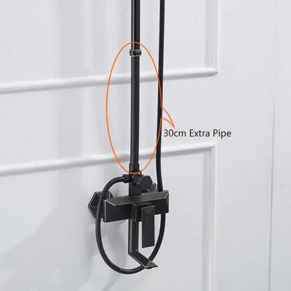 DecorBites™ 12" Gold Solid Brass Shower Mounting Bracket Extension Tube Arm for Bathroom Shower