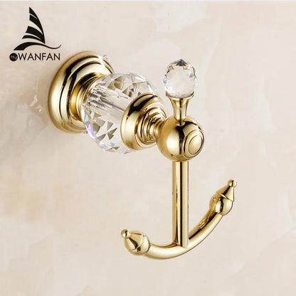 Juego de accesorios de baño DecorBites™ Crystal Brass Gold