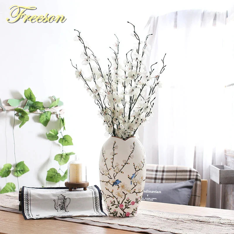 DecorBites™ Bird Butterfly Porcelain Vase: British Rural Ceramic Flower Decoration