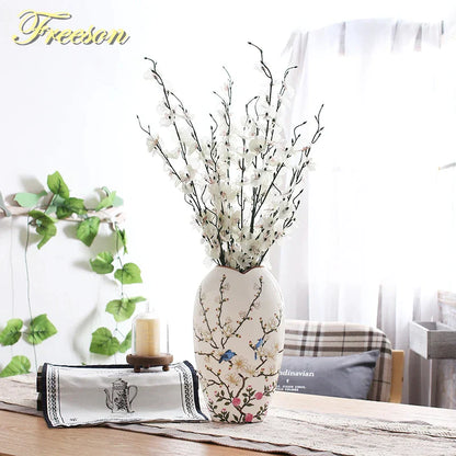 DecorBites™ Bird Butterfly Porcelain Vase: British Rural Ceramic Flower Decoration