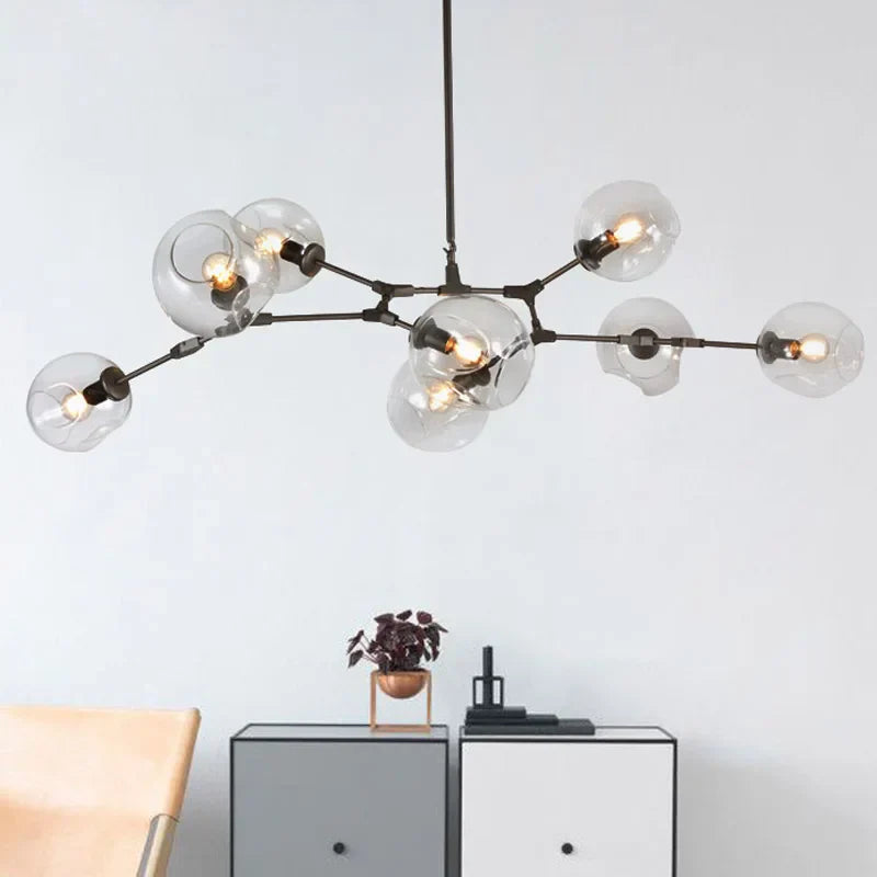 DecorBites™ Industrial Globe Glass Chandelier, Modern Minimalist Design, E27 Lamps