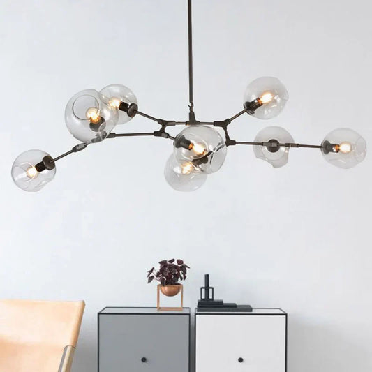 DecorBites™ Industrial Globe Glass Chandelier, Modern Minimalist Design, E27 Lamps