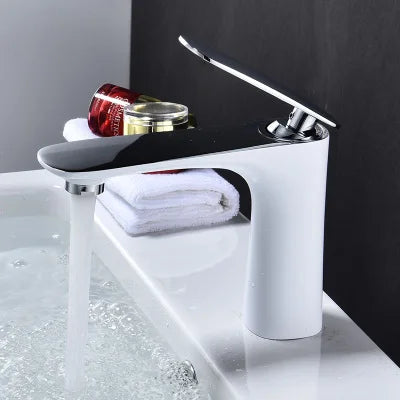 DecorBites™ Basin Faucet Hot&Cold Mixer Tap Brass Gold/Chrome/White/Red/Black for Bathroom Sink
