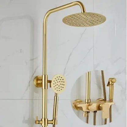 Juego de grifería para baño y ducha DecorBites™ en oro cepillado para una experiencia de lluvia de lujo