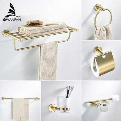 DecorBites™ Golden Swan Bath Hardware Set: Towel Rack, Toilet Paper Holder, Tissue Roll Holder