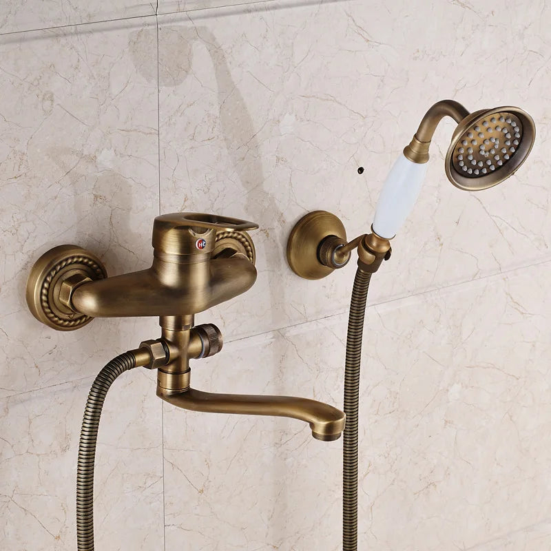DecorBites™ Brass Long Nose Shower Faucet Wall Mount Single Handle Mixer Tap