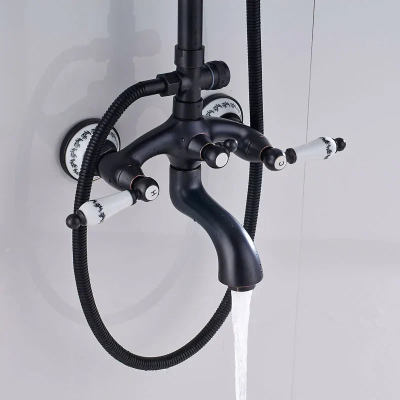 DecorBites™ Dual Handle Shower Faucet Set with 8" Rainfall Head and Handshower