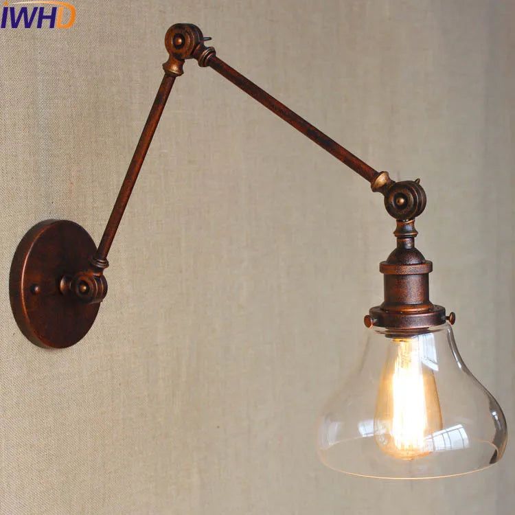Lámpara de pared de brazo oscilante de vidrio Decorbites™ para estilo retro vintage industrial