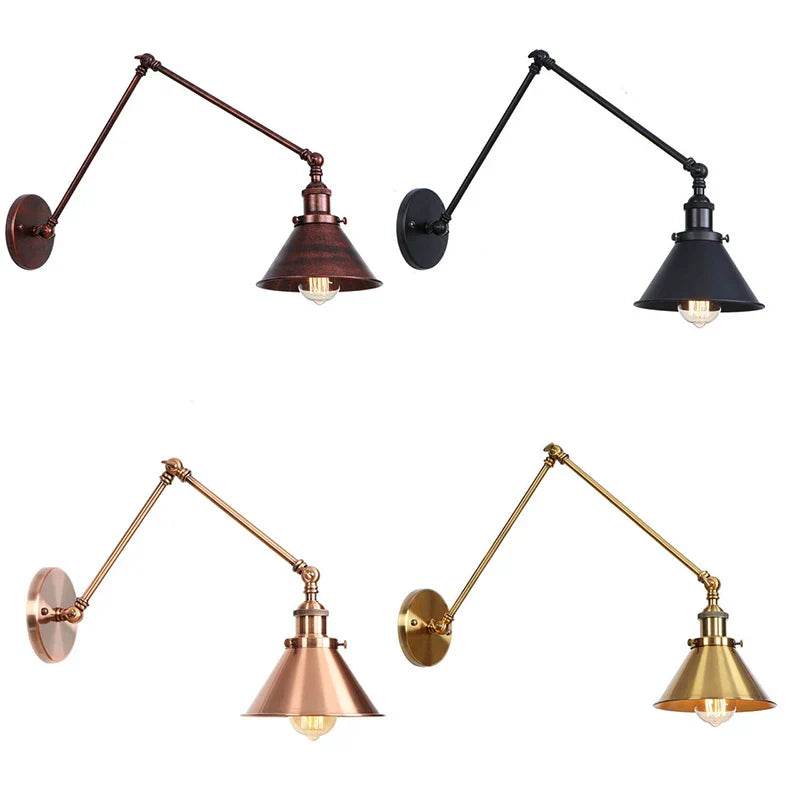 Aplique de pared vintage de cobre negro Decorbites™ con brazo largo para dormitorio de hogar