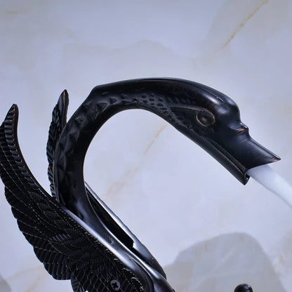 DecorBites™ Black Bronze Swan Basin Faucet Dual Cross Handle Deck Mounted Bathroom Mixer