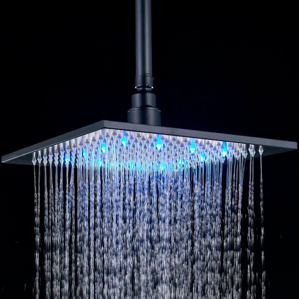 DecorBites™ Brushed Nickel LED 16" Rainfall Shower Head with Color Changing Lights