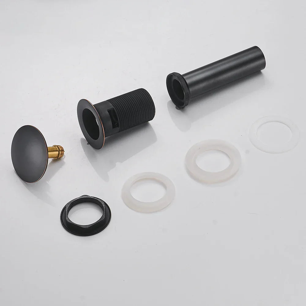 DecorBites™ Brass Black Vessel Sink Pop Up Drain Stopper With Overflow – HJ-0618H