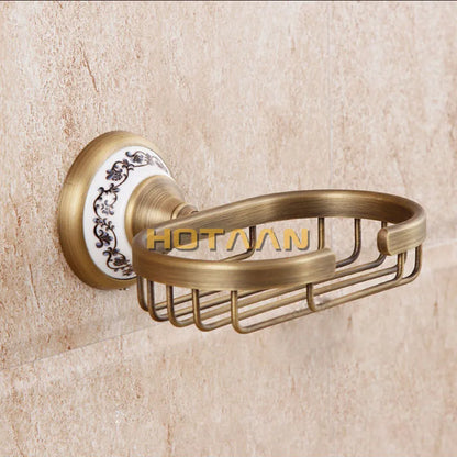 DecorBites™ Brass Bathroom Accessories Set: Robe hook, Paper Holder, Towel Bar, Soap Basket