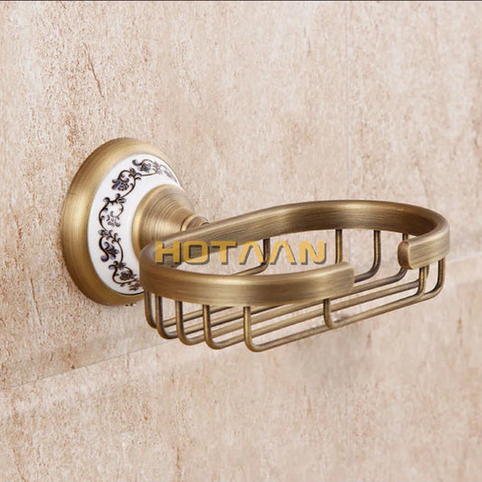 DecorBites™ Brass Bathroom Accessories Set: Robe hook, Paper Holder, Towel Bar, Soap Basket