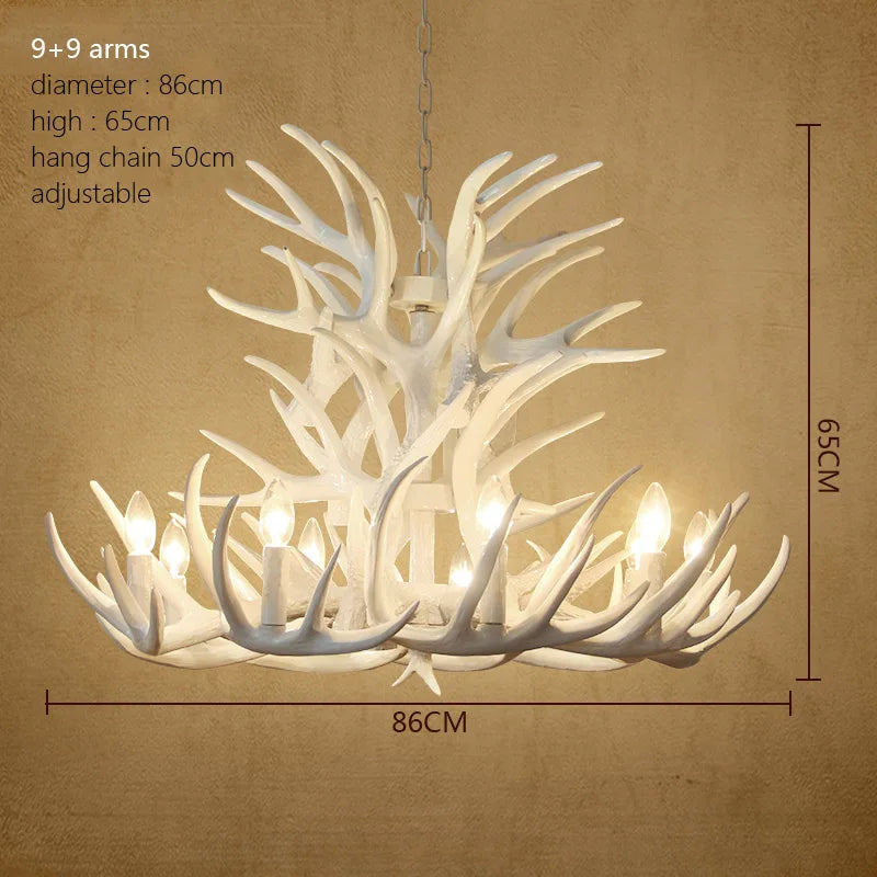 DecorBites™ Deer Antler Chandelier: American Retro Resin Horn Lamps for Rustic Home Decor