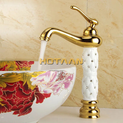 DecorBites™ Basin Faucet White Brass Bathroom Sink Tap Mixer Single Handle